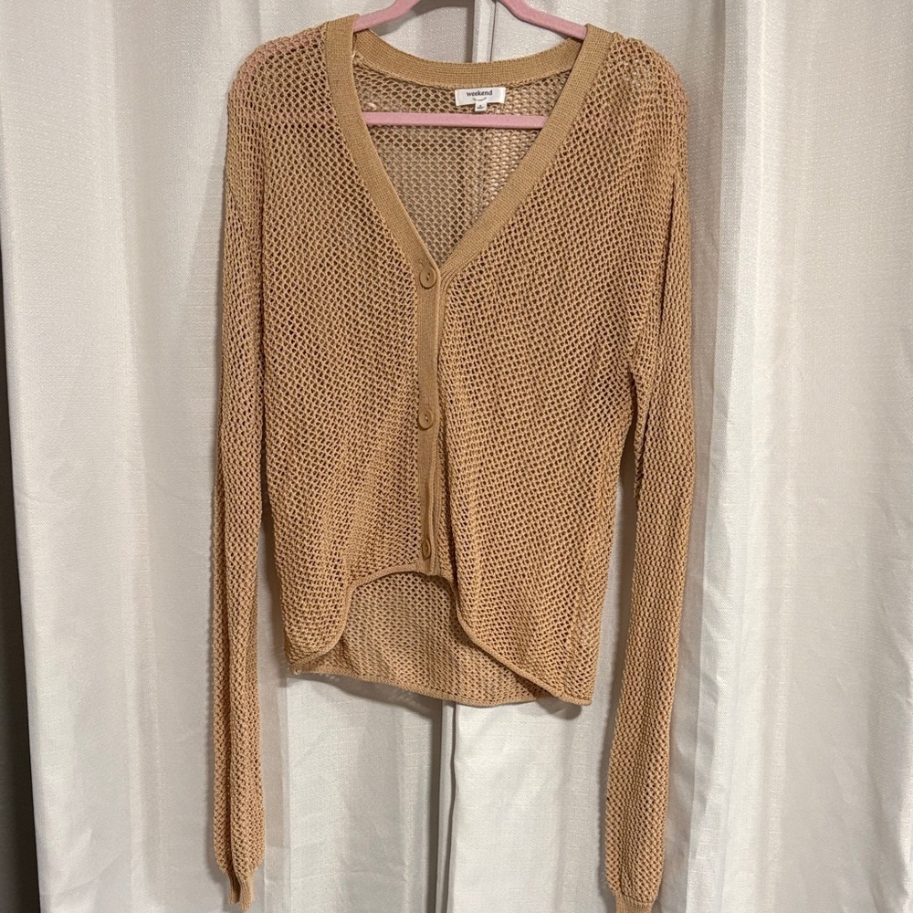 NWOT Weekend Tan Crochet Long Sleeve
